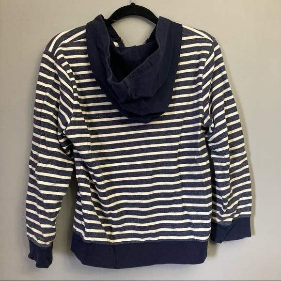 🌸5/$25🌸 Children’s Place | Navy and White Striped Zipper Hoodie | Size XXL - Picture 2 of 4